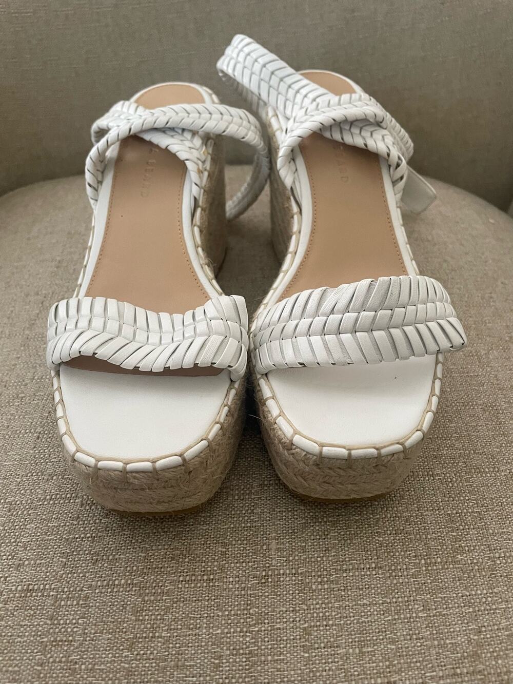 Veronica Beard White Wedge Heel Sandals, S53